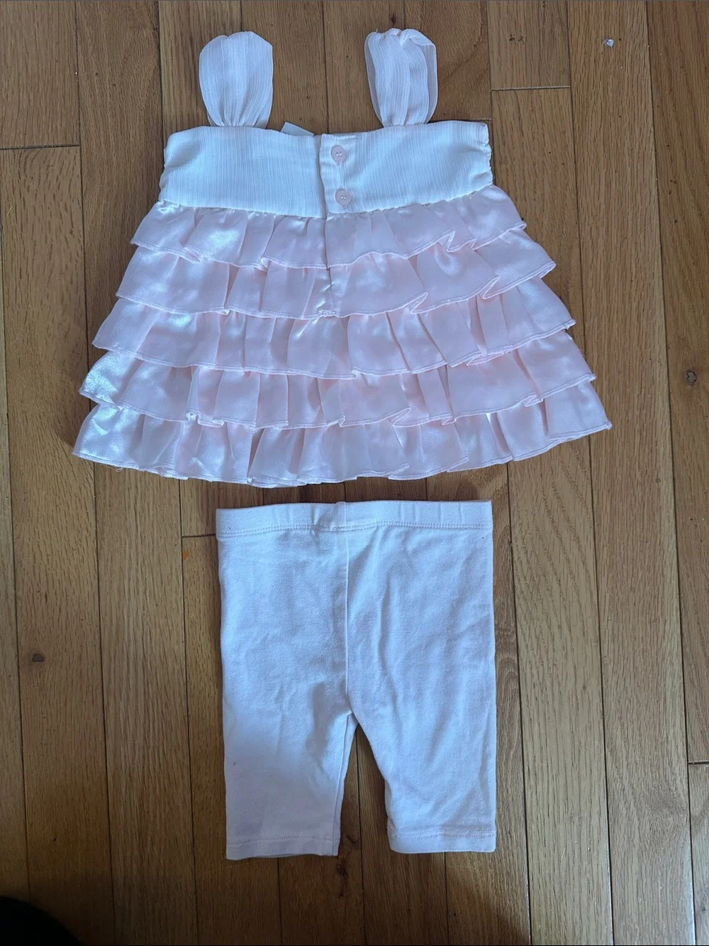 Baby Pink Ruffle Tank Top & Leggings Set